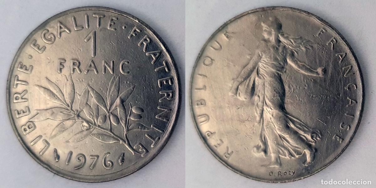 Monedas antiguas de Europa: Francia 1 Franco 1976 - Quinta Rep&uacute;blica - KM#925