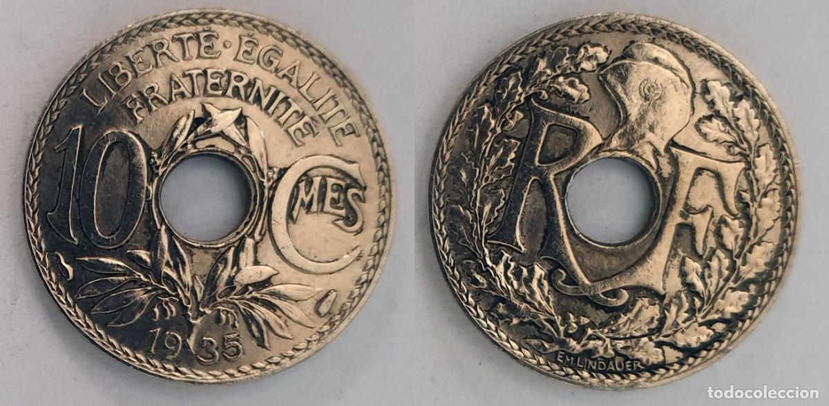 Monedas antiguas de Europa: Francia 10 C&eacute;ntimos 1935 - Tipo Lindauer - KM#866a