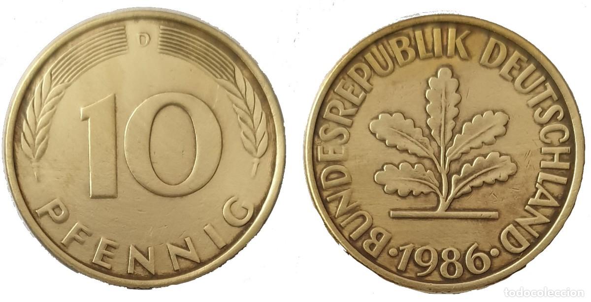 Monedas antiguas de Europa: Alemania Occidental 10 Pfennig 1986 D &ndash; KM#108