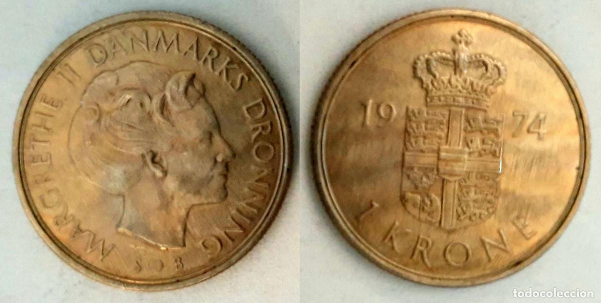 Monedas antiguas de Europa: Dinamarca 1 Corona 1974 &ndash; KM#862