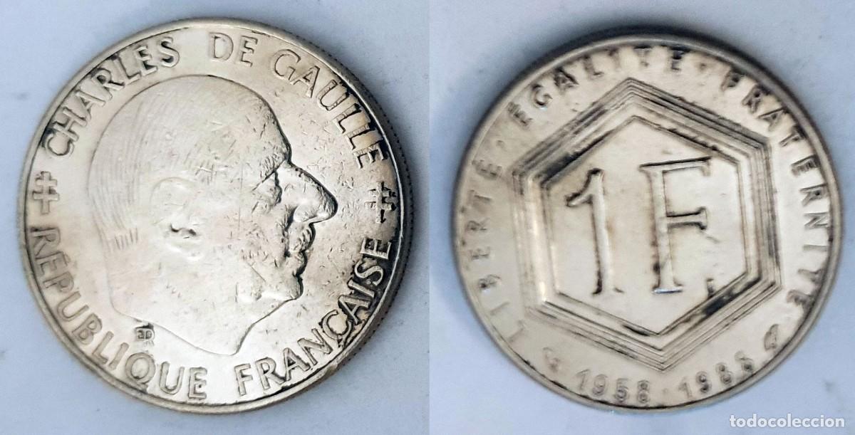 Monedas antiguas de Europa: Francia 1 Franco 1988 &rdquo;Charles de Gaulle&rdquo; &ndash; KM#963