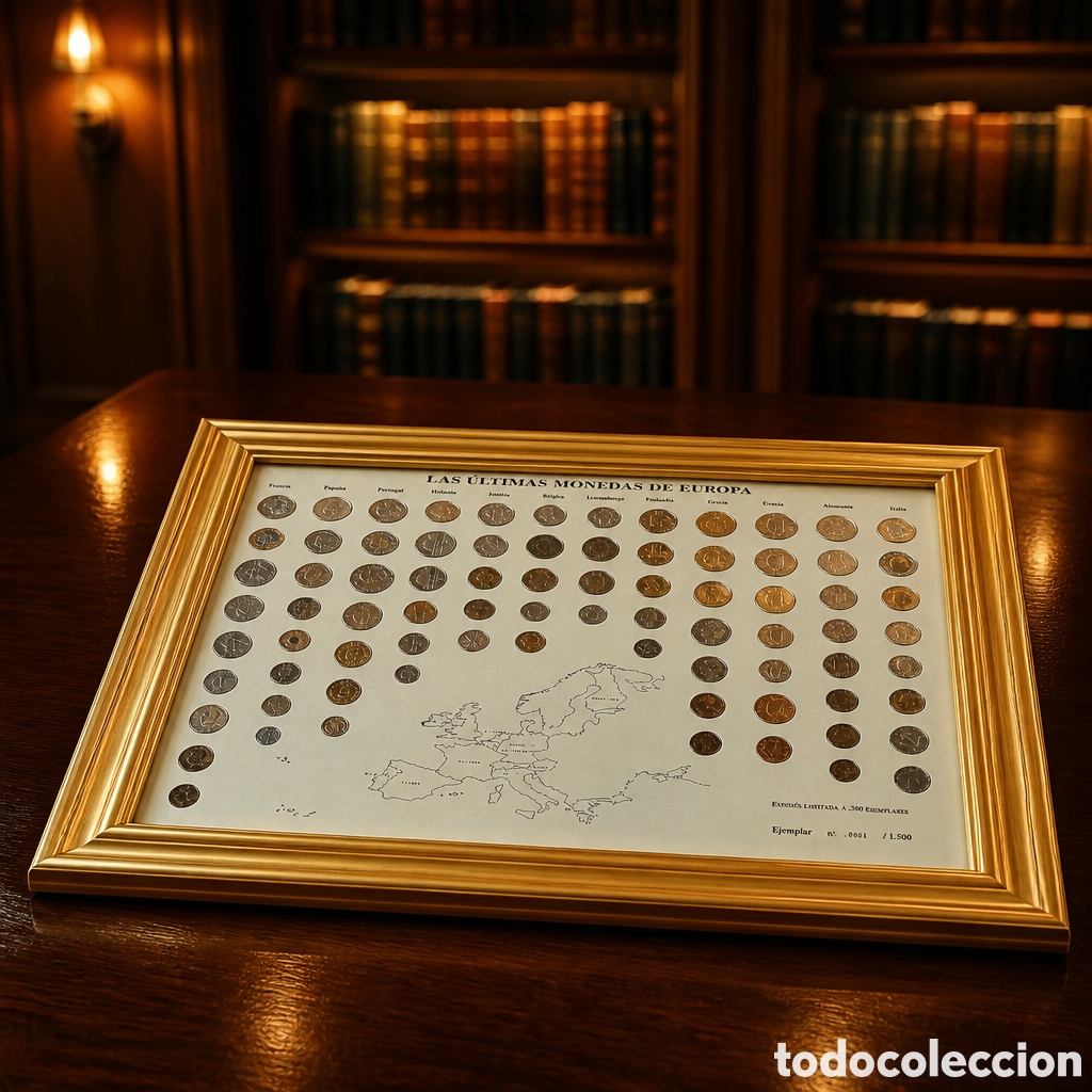 Monedas antiguas de Europa: COLECCI&Oacute;N ENMARCADA,ULTIMAS MONEDAS PRE-EURO DE LOS 12 PAISES ZONA EURO, EDICI&Oacute;N LIMITADA 604 DE....