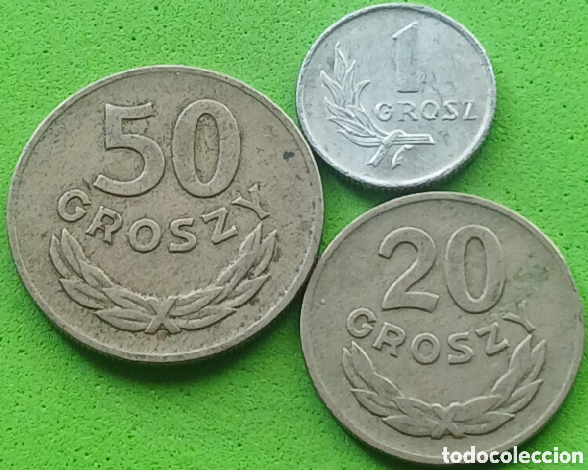 Monedas antiguas de Europa: Polonia 50+20+1 grosz 1949 Y#49/44/43