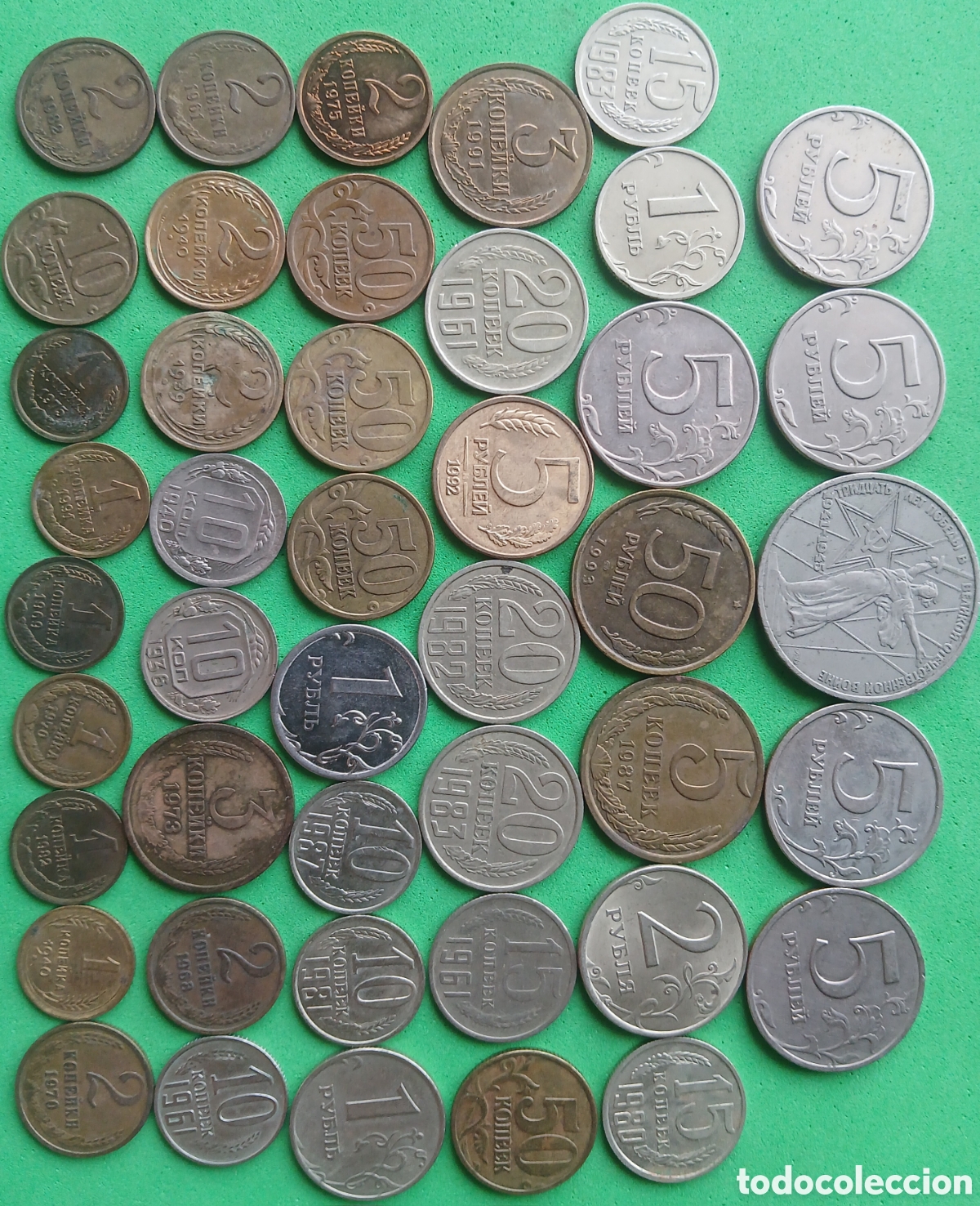 Monete antiche di Europa: Rusia 1936-2014. Lote 44 monedas/ diferentes fechas, cecas.