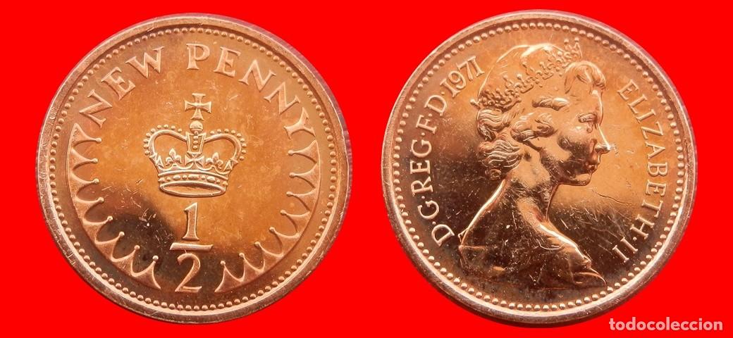 Monedas antiguas de Europa: 1/2 PENIQUE PENNY 1971 SIN CIRCULAR PROOF PROCEDENTE DE BLISTER INGLATERRA REINO UNIDO-9275SC