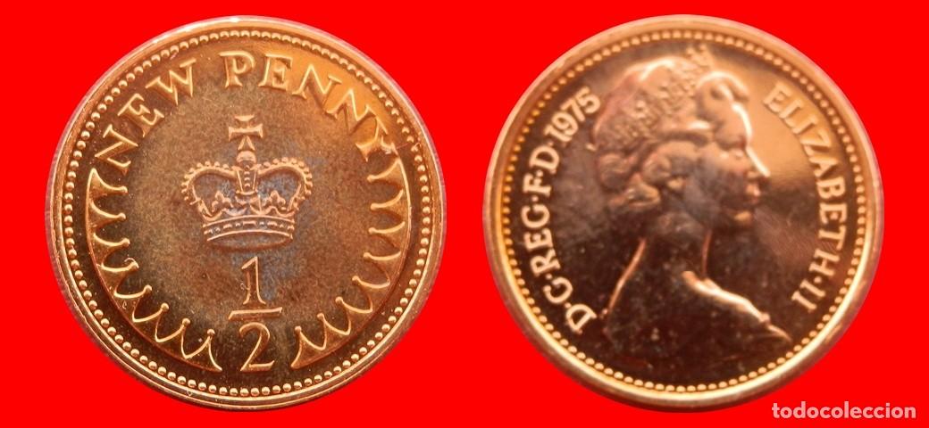 Monedas antiguas de Europa: 1/2 PENIQUE PENNY 1975 SIN CIRCULAR PROOF PROCEDENTE DE BLISTER INGLATERRA REINO UNIDO-9277SC