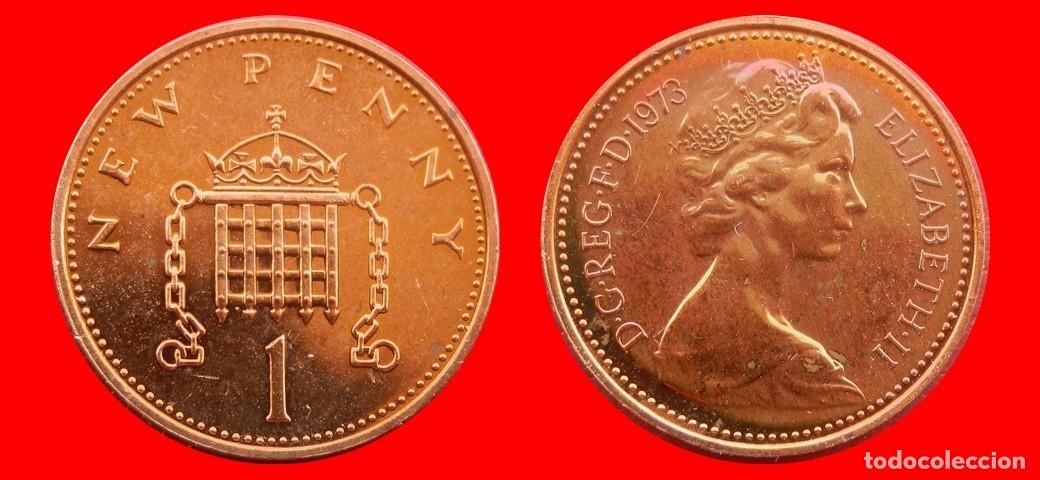 Monedas antiguas de Europa: 1 PENIQUE PENNY 1973 SIN CIRCULAR PROOF PROCEDENTE DE BLISTER INGLATERRA REINO UNIDO-9285SC