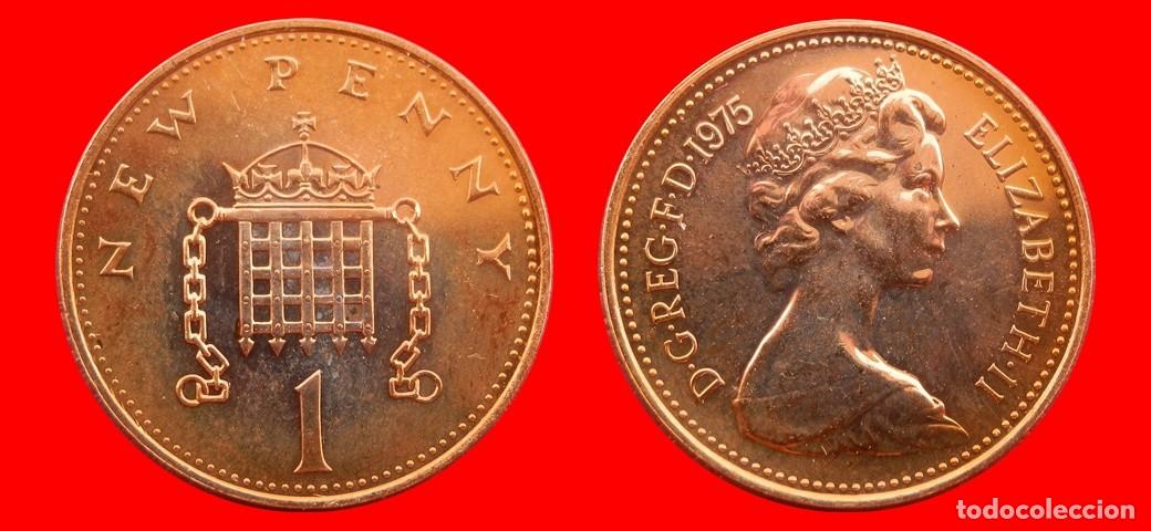 Monedas antiguas de Europa: 1 PENIQUE PENNY 1975 SIN CIRCULAR PROOF PROCEDENTE DE BLISTER INGLATERRA REINO UNIDO-9286SC