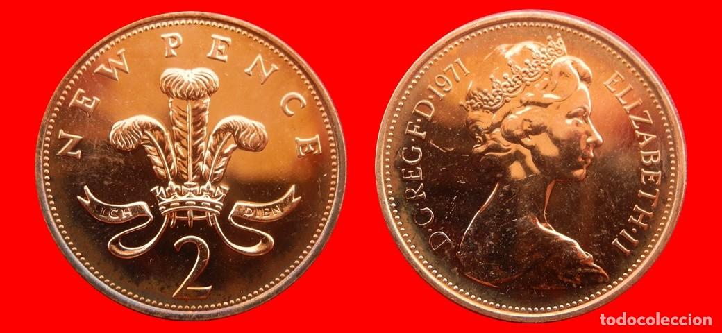 Monedas antiguas de Europa: 2 PENIQUES PENCE 1971 SIN CIRCULAR PROOF PROCEDENTE DE BLISTER INGLATERRA REINO UNIDO-9293SC