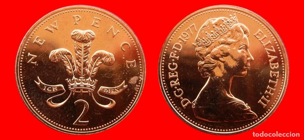 Monedas antiguas de Europa: 2 PENIQUES PENCE 1977 SIN CIRCULAR PROOF PROCEDENTE DE BLISTER INGLATERRA REINO UNIDO-9297SC