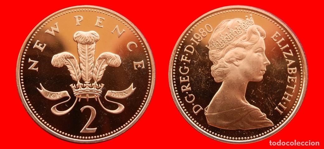 Monedas antiguas de Europa: 2 PENIQUES PENCE 1980 SIN CIRCULAR PROOF PROCEDENTE DE BLISTER INGLATERRA REINO UNIDO-9300SC
