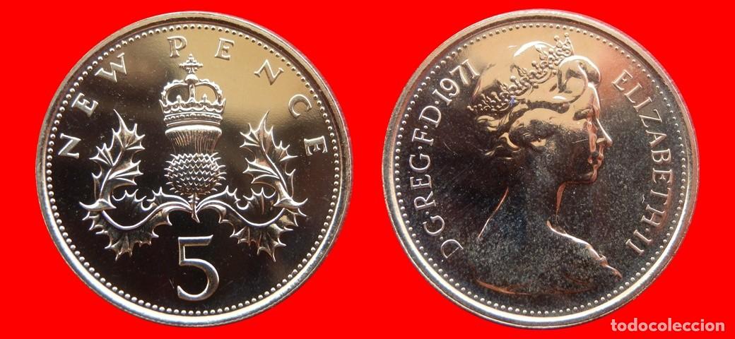 Monedas antiguas de Europa: 5 PENIQUES PENCE 1971 SIN CIRCULAR PROOF PROCEDENTE DE BLISTER INGLATERRA REINO UNIDO-9301SC