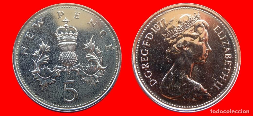 Monedas antiguas de Europa: 5 PENIQUES PENCE 1977 SIN CIRCULAR PROOF PROCEDENTE DE BLISTER INGLATERRA REINO UNIDO-9303SC