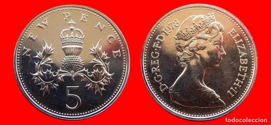 Monedas antiguas de Europa: 5 PENIQUES PENCE 1978 SIN CIRCULAR PROOF PROCEDENTE DE BLISTER INGLATERRA REINO UNIDO-9304SC