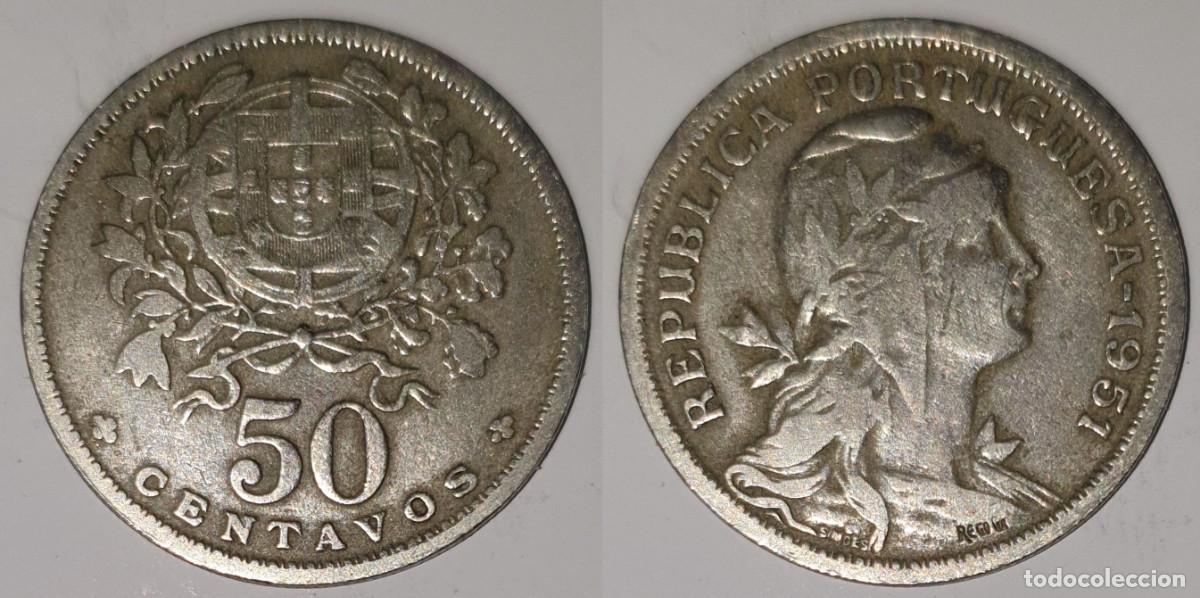 Monedas antiguas de Europa: Portugal 50 Centavos 1951 &ndash; KM#577