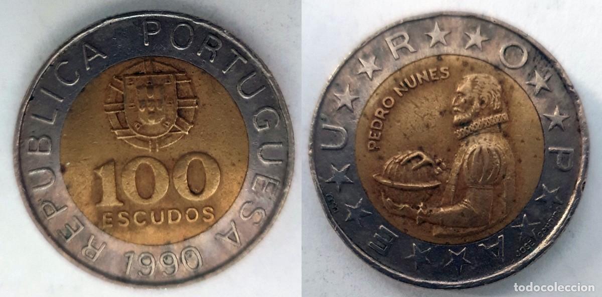 Monedas antiguas de Europa: Portugal 100 Escudos 1990 &ndash; Pedro Nunes &ndash; KM#645