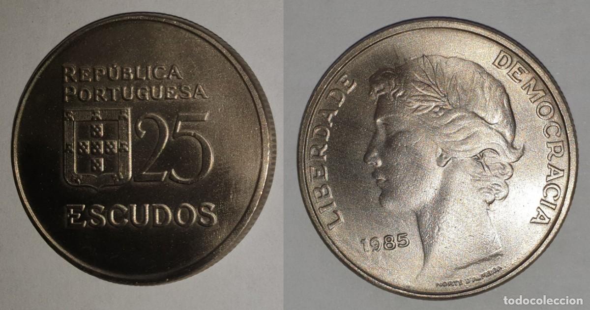 Monedas antiguas de Europa: Portugal 25 Escudos 1985 &ndash; Rep&uacute;blica Portuguesa &ndash; KM#607a