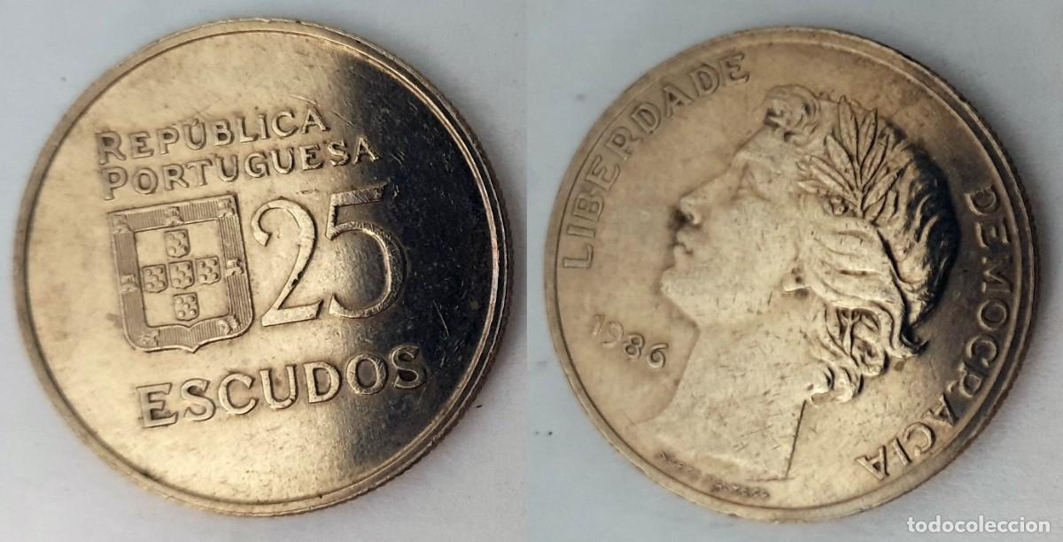 Monedas antiguas de Europa: Portugal 25 Escudos 1986 &ndash; Rep&uacute;blica Portuguesa &ndash; KM#607a