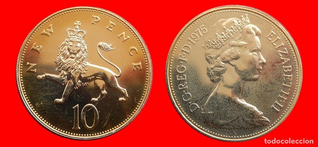 Monedas antiguas de Europa: 10 PENIQUES PENCE 1975 SIN CIRCULAR PROOF PROCEDENTE DE BLISTER INGLATERRA REINO UNIDO-9309SC