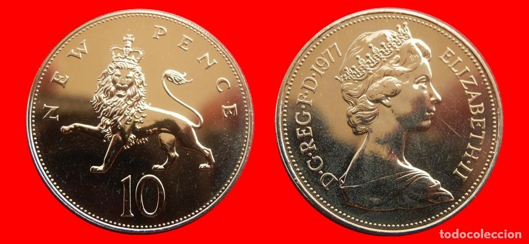 Monedas antiguas de Europa: 10 PENIQUES PENCE 1977 SIN CIRCULAR PROOF PROCEDENTE DE BLISTER INGLATERRA REINO UNIDO-9311SC