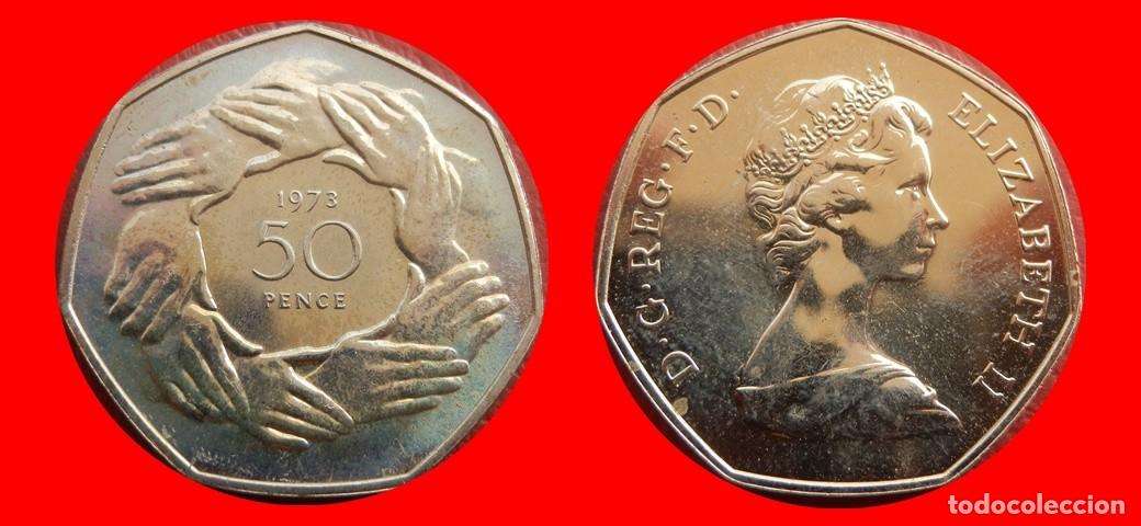 Monedas antiguas de Europa: 50 PENIQUES PENCE 1973 SIN CIRCULAR PROOF PROCEDENTE DE BLISTER INGLATERRA REINO UNIDO-9317SC
