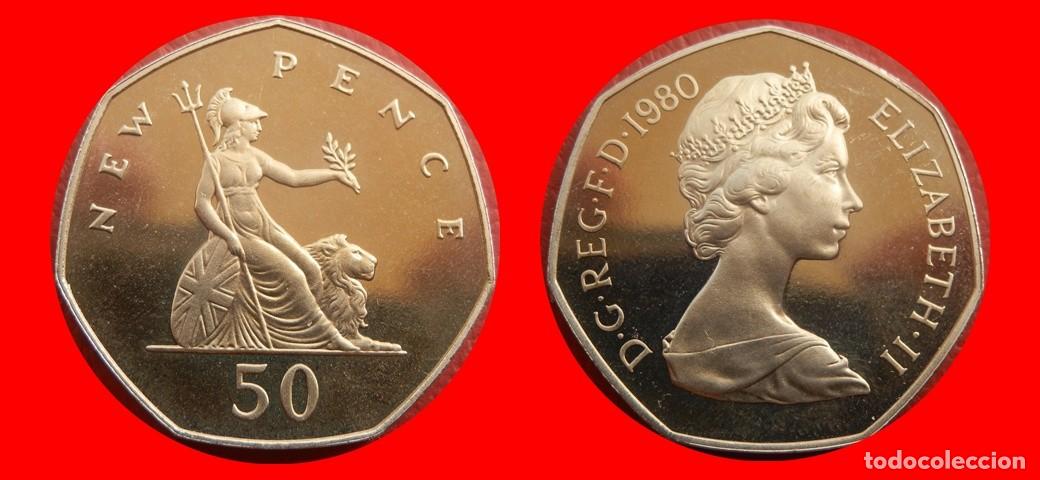 Monedas antiguas de Europa: 50 PENIQUES PENCE 1980 SIN CIRCULAR PROOF PROCEDENTE DE BLISTER INGLATERRA REINO UNIDO-9322SC