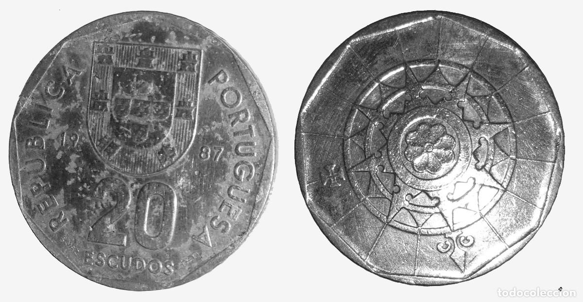 Monedas antiguas de Europa: Portugal 20 Escudos 1987 &ndash; Roset&oacute;n del Monasterio de Batalha &ndash; KM#634