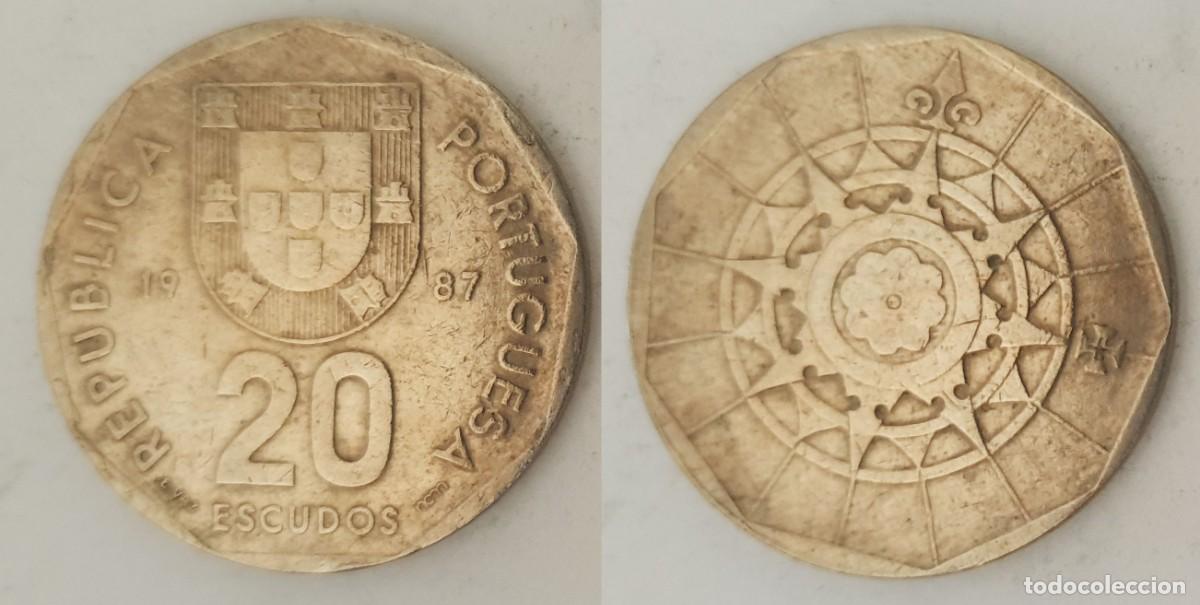 Monedas antiguas de Europa: Portugal 20 Escudos 1987 &ndash; Roset&oacute;n del Monasterio de Batalha &ndash; KM#634