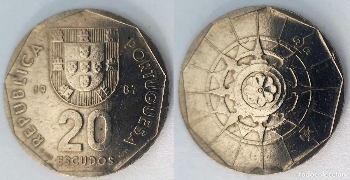 Monedas antiguas de Europa: Portugal 20 Escudos 1987 &ndash; Roset&oacute;n del Monasterio de Batalha &ndash; KM#634