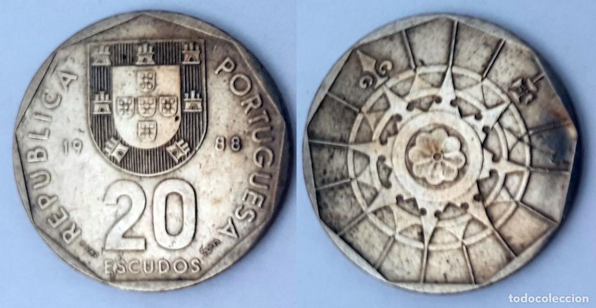 Monedas antiguas de Europa: Portugal 20 Escudos 1988 &ndash; Roset&oacute;n del Monasterio de Batalha &ndash; KM#634