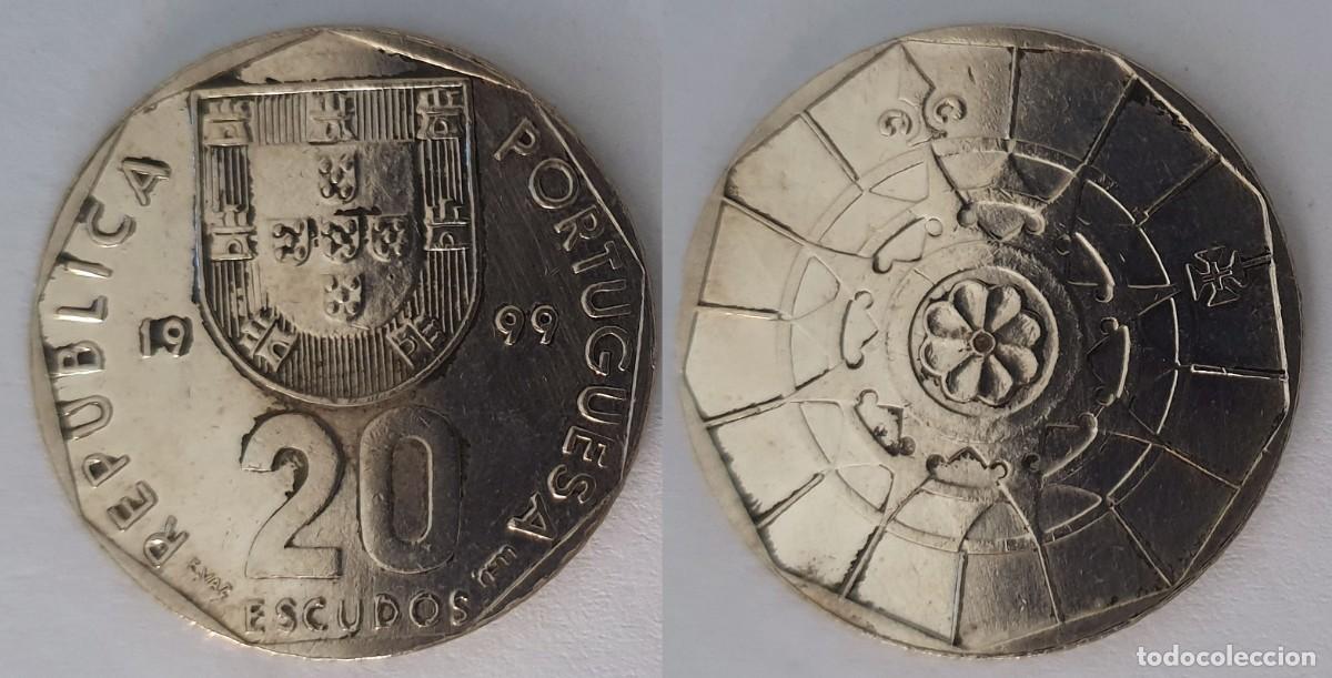 Monedas antiguas de Europa: Portugal 20 Escudos 1988 &ndash; Roset&oacute;n del Monasterio de Batalha &ndash; KM#634