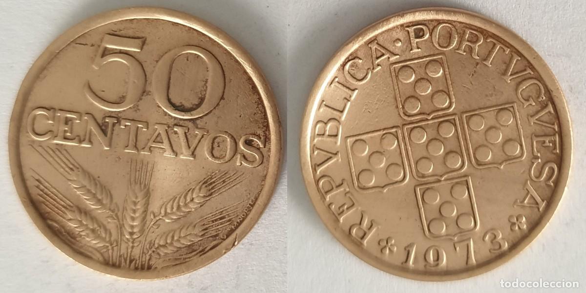 Monedas antiguas de Europa: Portugal 50 Centavos 1973 &ndash; Espigas de trigo &ndash; KM#596