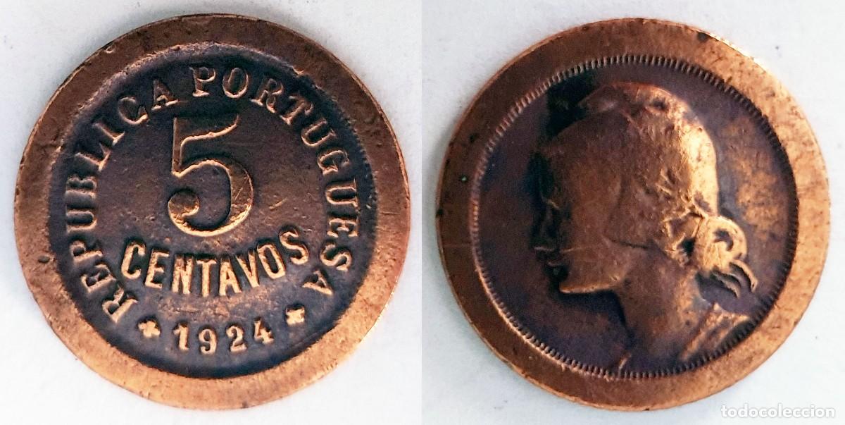 Monedas antiguas de Europa: Portugal 5 Centavos 1924 &ndash; KM#572