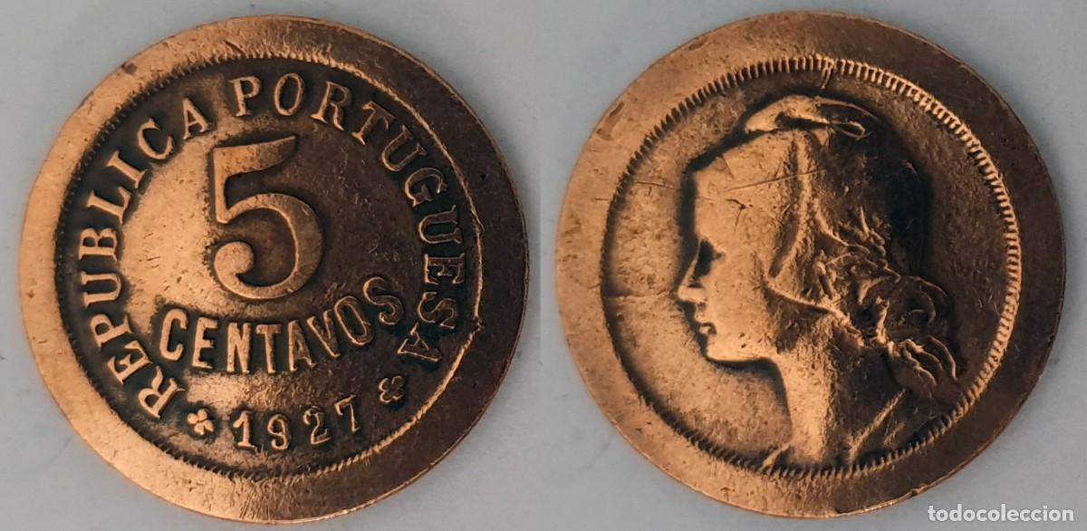 Monedas antiguas de Europa: Portugal 5 Centavos 1927 &ndash; KM#572