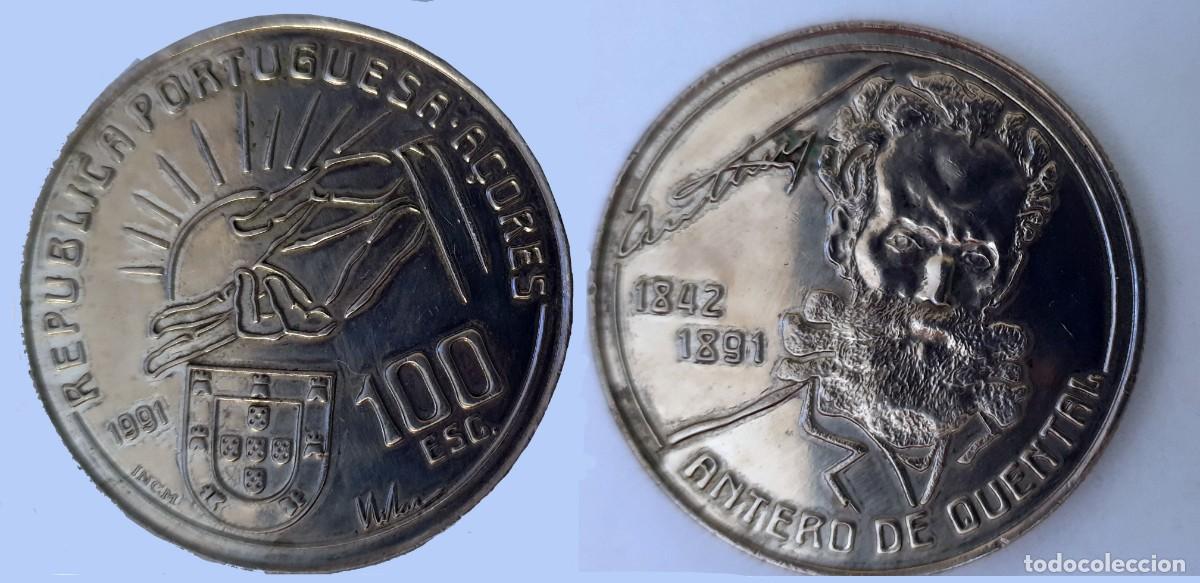Monedas antiguas de Europa: Azores 100 Escudos 1991 &ndash; 100.&ordm; Aniversario de la muerte de Antero de Quental &ndash; KM#46