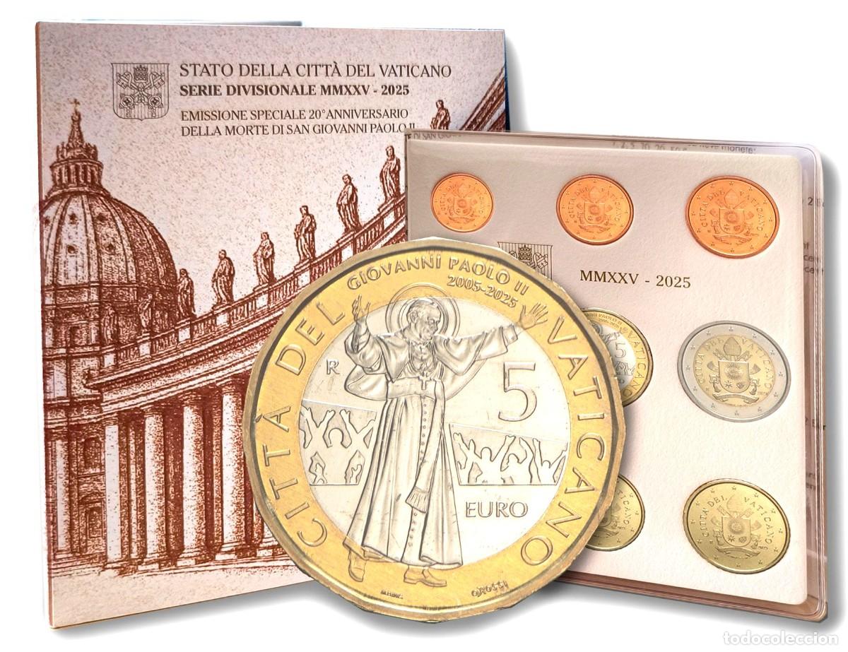 Monedas antiguas de Europa: Cartera Vaticano 2025 Euroset 5 Euros Bimet&aacute;lica Moneda Fdc