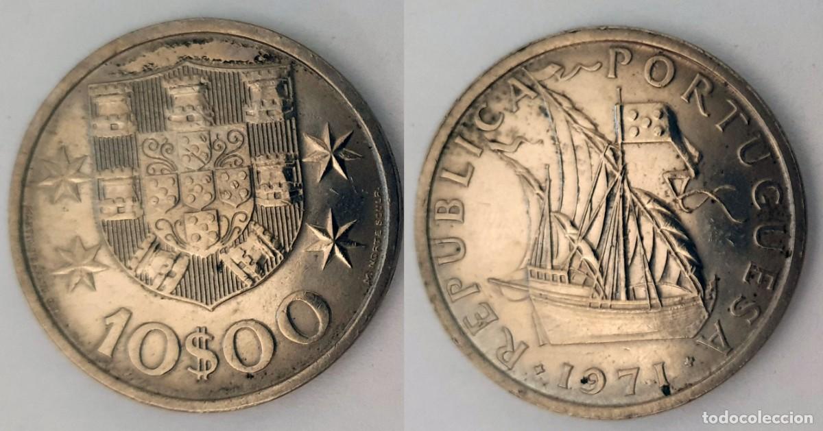 Monedas antiguas de Europa: Portugal 10 Escudos 1971 &ndash; Carabela &ndash; KM#600