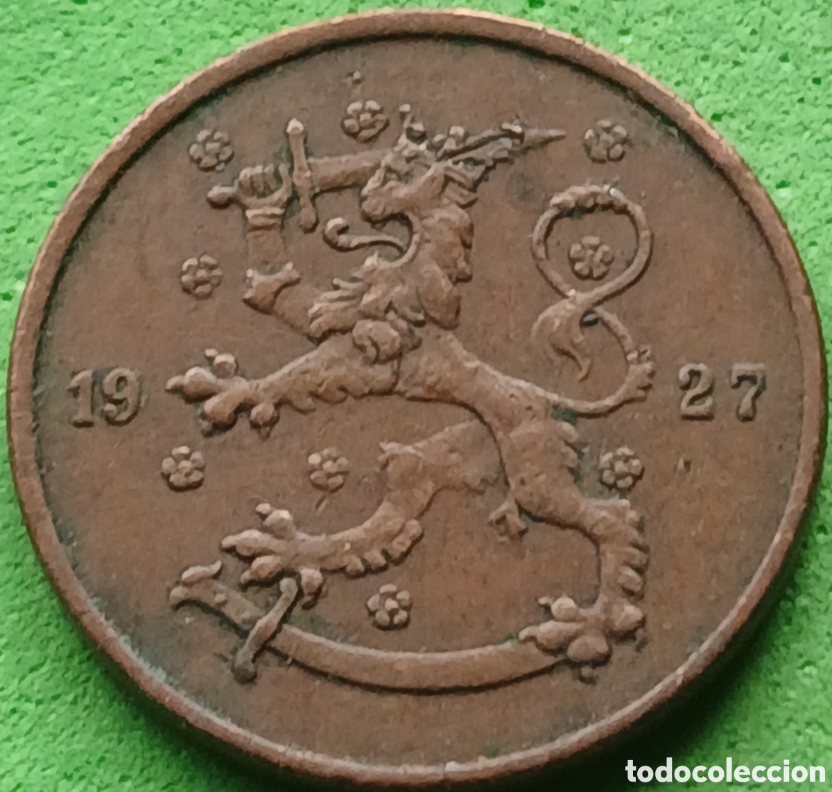 Monnaies anciennes de Europe: Finlandia 5 pennia 1927 km#22 poco com&uacute;n