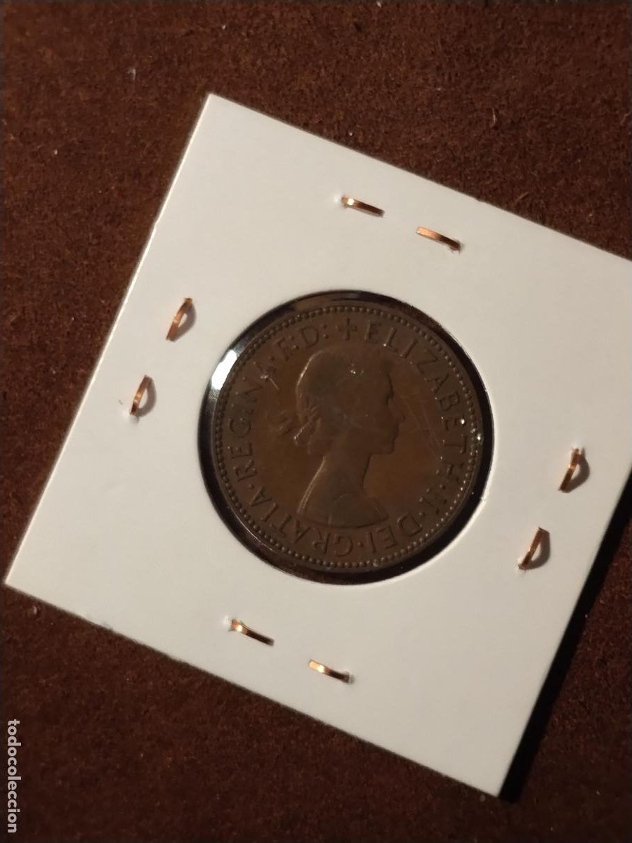 Monedas antiguas de Europa: Reino Unido &ndash; &frac12; Penny 1958 &ndash; Golden Hind &ndash; Isabel II