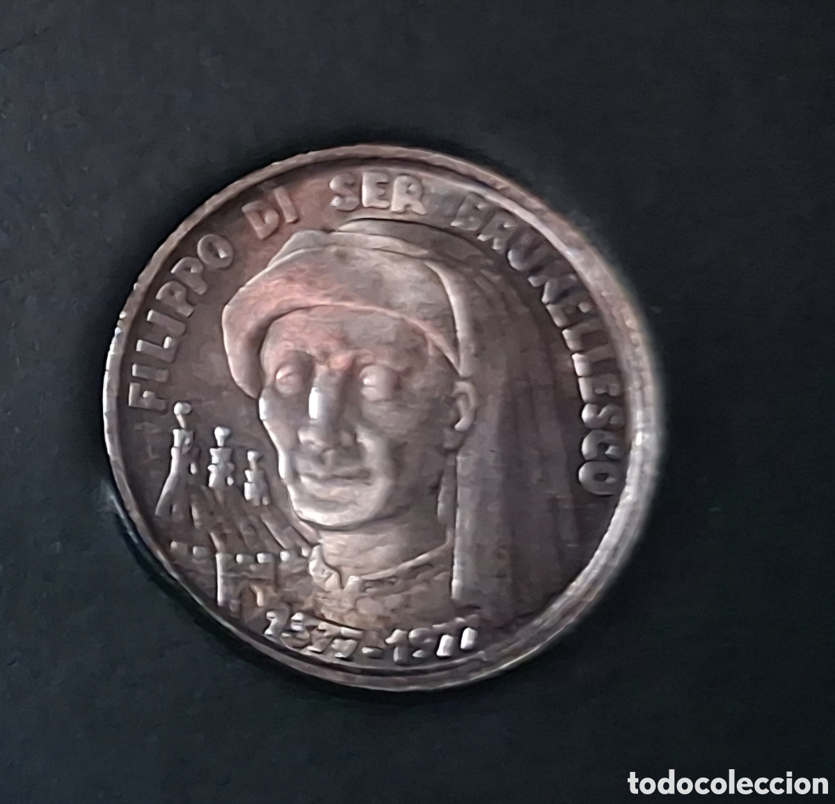 Monedas antiguas de Europa: San Marino 1000 Liras plata. Brunelleschi 1977 UNC. En carpeta original con certificado