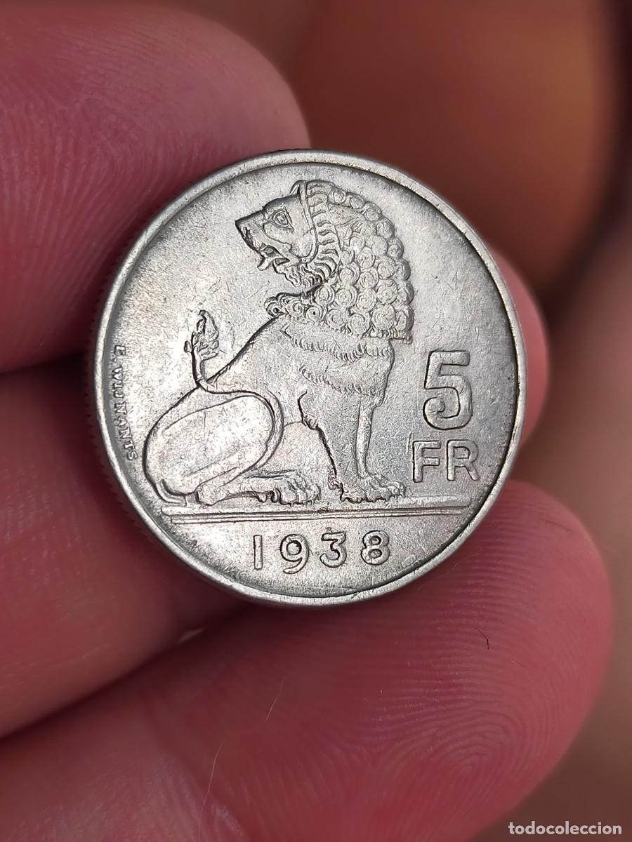 Monedas antiguas de Europa: MONEDA DE 5 CINCO FRANCOS FRANCS 1938 BELGICA MUY BUENA CONSERVACION