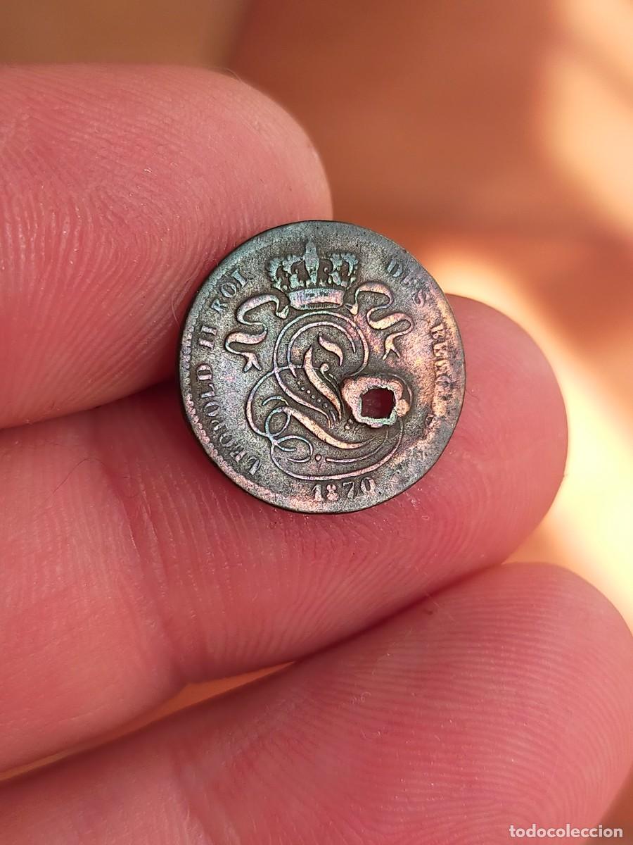 Monedas antiguas de Europa: MONEDA DE 1 UN CENTIMO CENT 1870 BELGICA REGULAR CONSERVACION AGUJERO