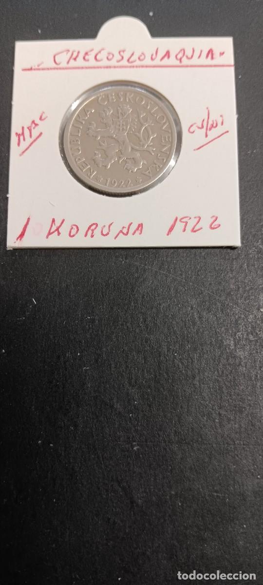 Monedas antiguas de Europa: CHECOSLOVAQUIA 1 KORUNA 1922 MBC KM=4 (CUPRONIQUEL)