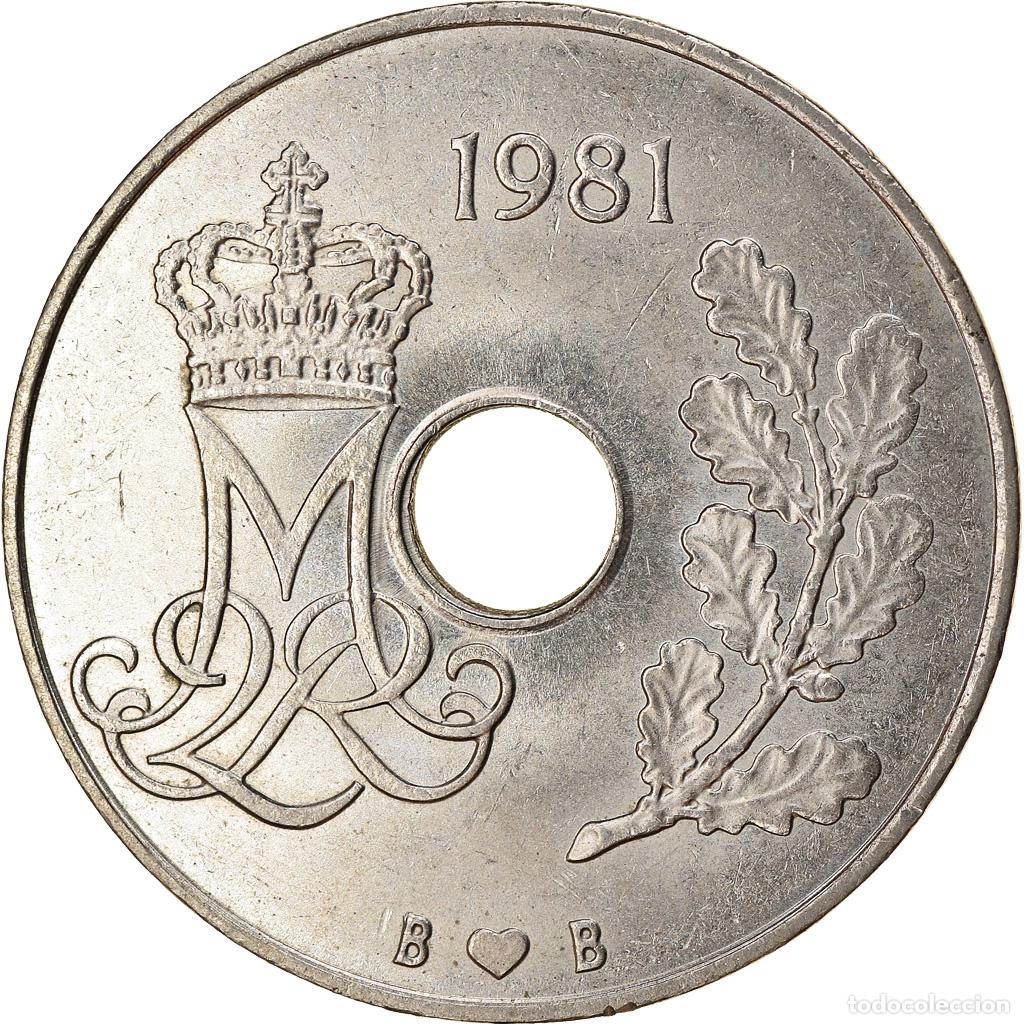 Monedas antiguas de Europa: [#778723] Moneda, Dinamarca, Margrethe II, 25 &Ouml;re, 1981, Copenhagen, MBC, Cobre -