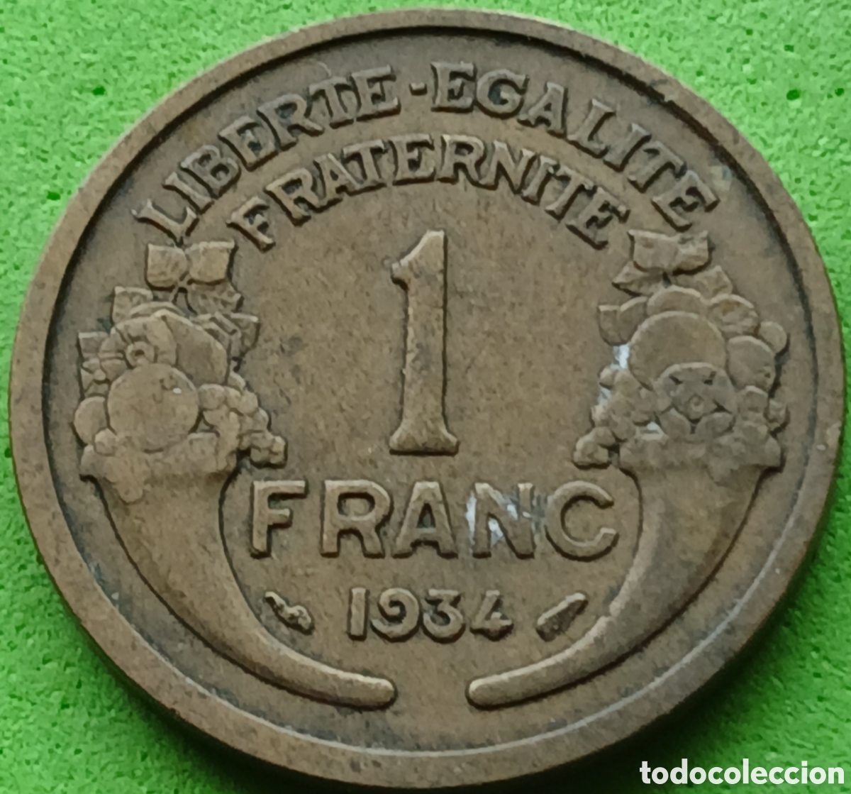 Monedas antiguas de Europa: Francia 1 franco 1934 km#885
