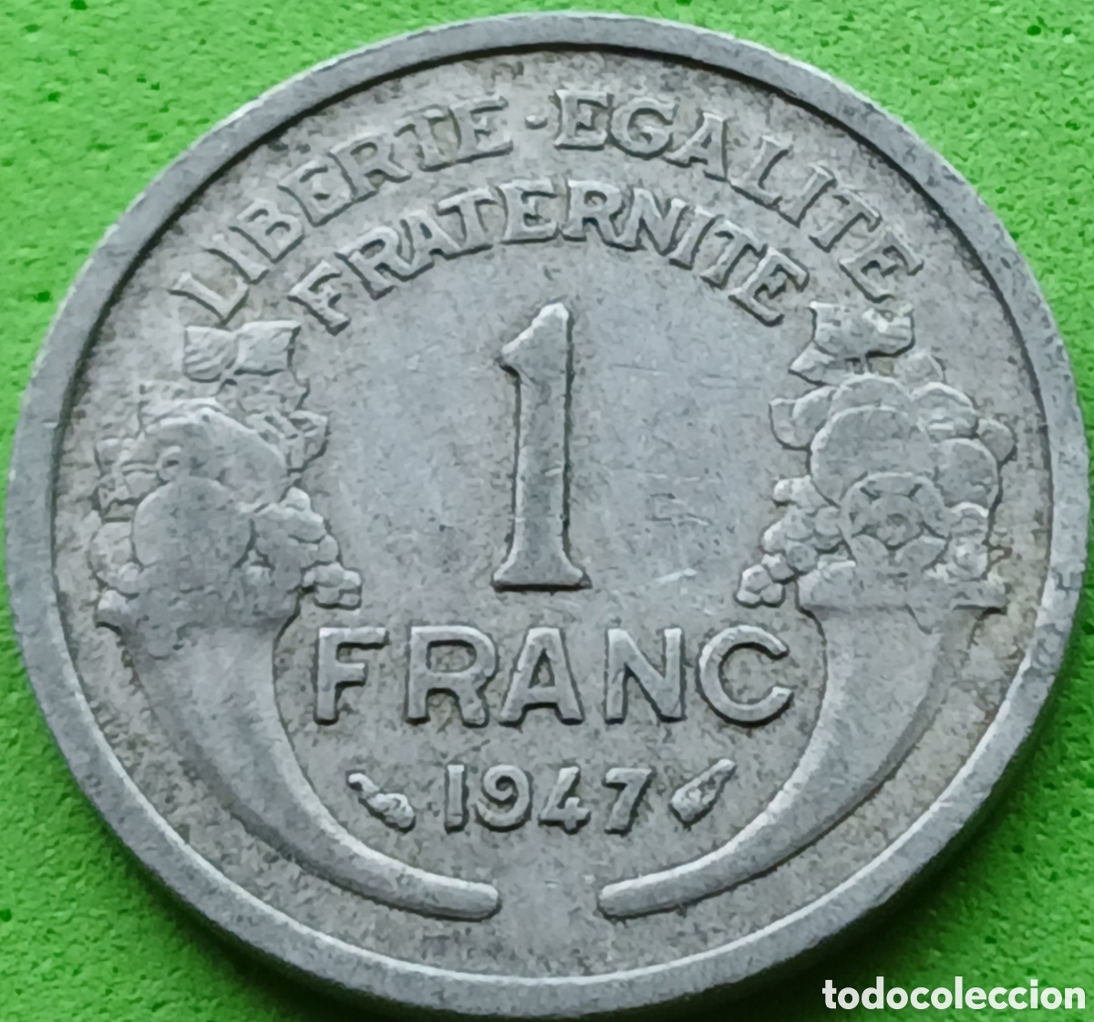 Monedas antiguas de Europa: Francia 1 franco 1947 km#885a sin marca de ceca