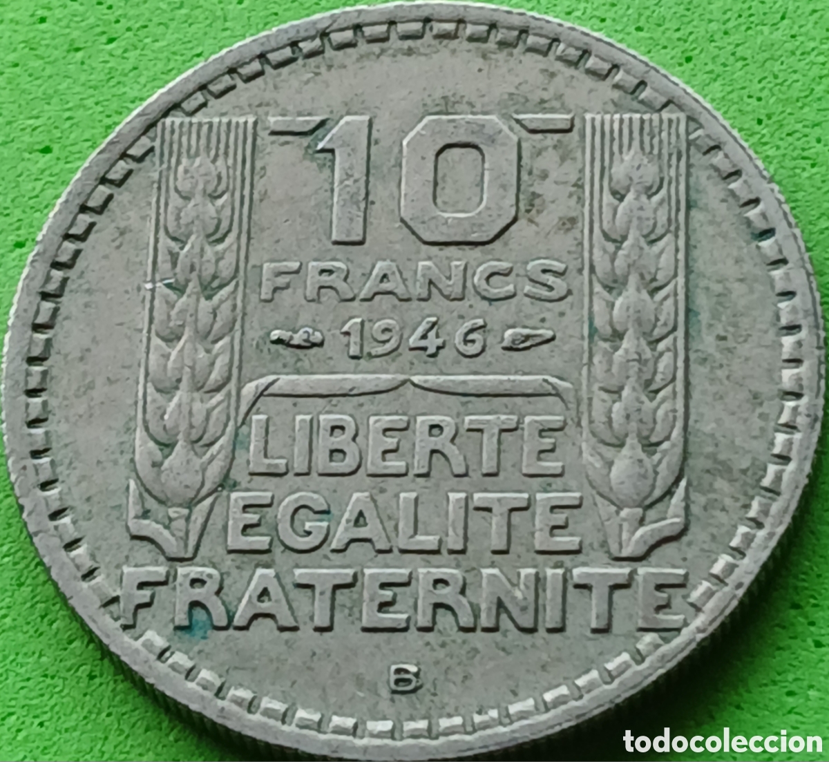 Monedas antiguas de Europa: Francia 10 francos 1946 B Beaumont-le-Roger km#908 poco com&uacute;n