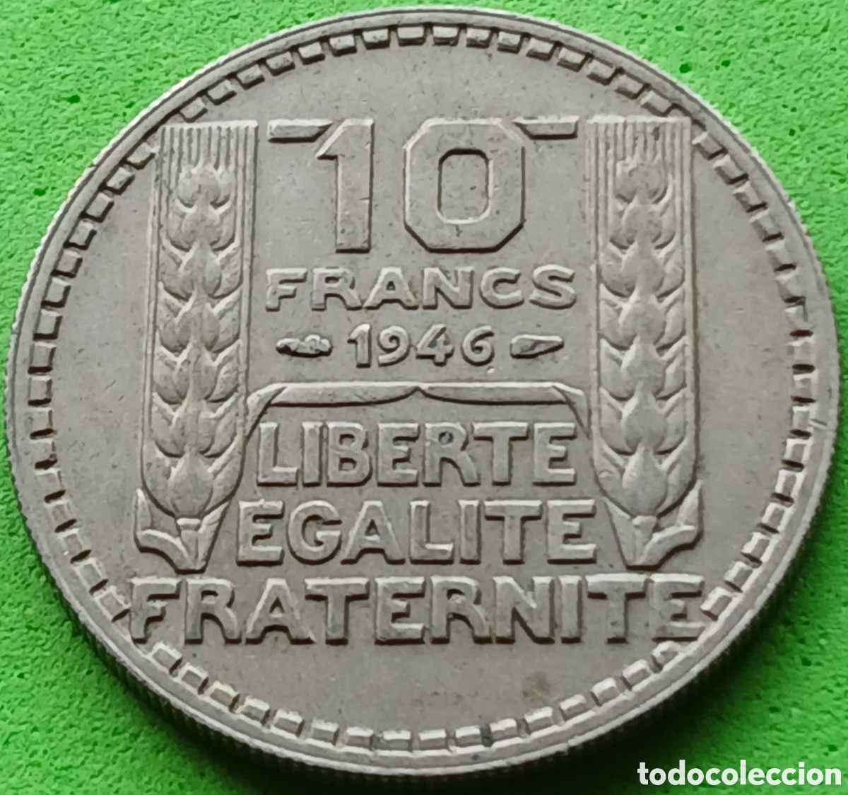 Monedas antiguas de Europa: Francia 10 francos 1946 km#908 sin marca de ceca