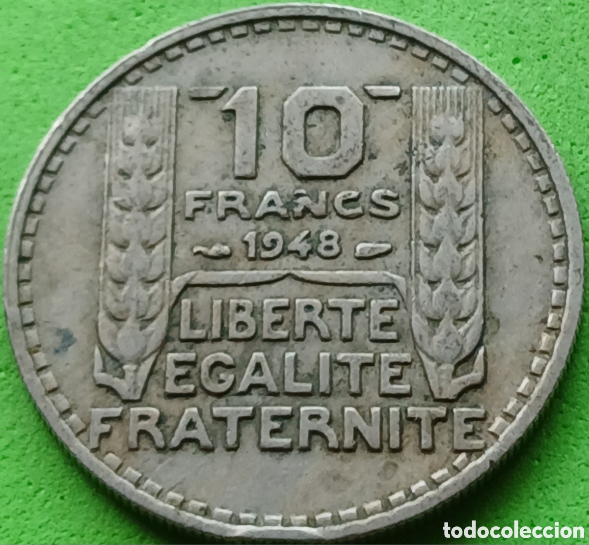 Monedas antiguas de Europa: Francia 10 francos 1948 km#909 sin marca de ceca