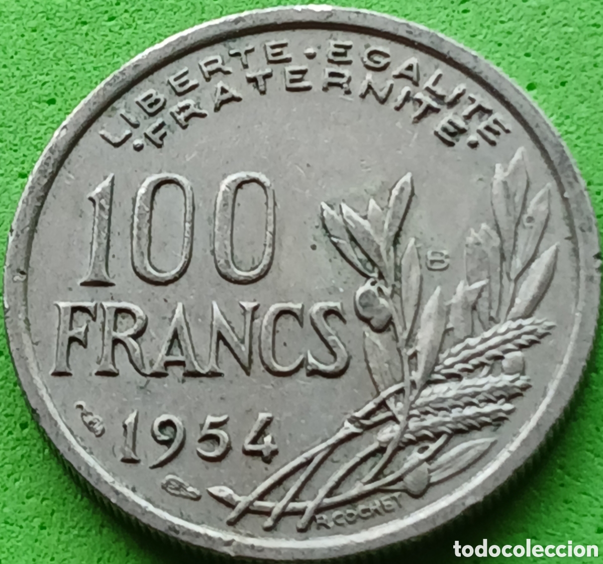 Monedas antiguas de Europa: Francia 100 francos 1954 B Beaumont-le-Roger km#919